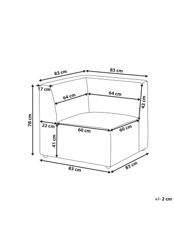 Beliani Sofaelement LEMVIG in Beige - (W) 83 x (H) 78 x (L) 83 cm rechtsseitig