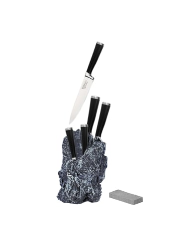 Stoneline Edelstahl Messer Set 5-teilig  mit Messerblock | Excalibur in Schwarz