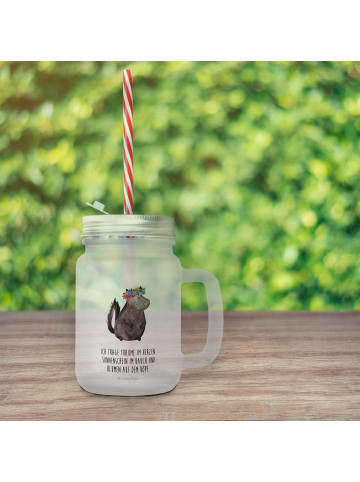 Mr. & Mrs. Panda Trinkglas Mason Jar Stinktier  mit Spruch in Transparent