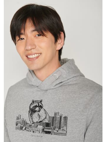 GreenBomb Hoodie Animal Raccoon City in Heidekraut Grau