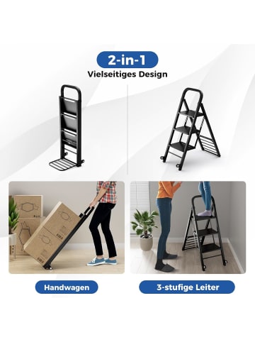 COSTWAY 2 in 1 Sackkarre & Trittleiter in Schwarz