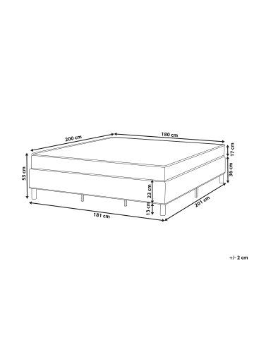 Beliani Doppelbett COUNTESS  in Beige/Braun - (W) 181 x (H) 53 x (L) 201 cm