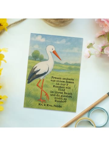 Mr. & Mrs. Panda Grußkarte Storch Design mit Spruch in Weiß