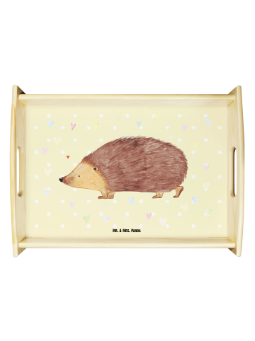 Mr. & Mrs. Panda Holz Servierbrett Igel Herzen ohne Spruch in Gelb Pastell