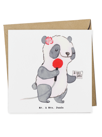 Mr. & Mrs. Panda Deluxe Karte Pressesprecherin Herz ohne Spruch in Weiß