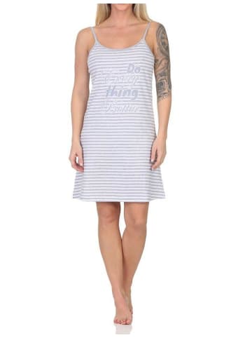 NORMANN Spaghetti Nachthemd Neglige Streifenoptik - 85904 in grau