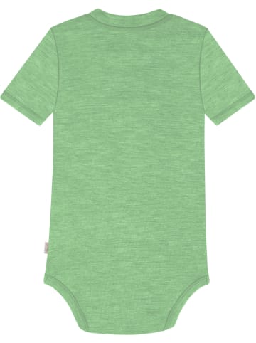Normani Outdoor Sports Baby Kurzarm Body - 100% Bio-Merinowolle in Grün