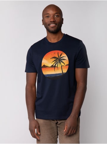 wat? Apparel T-Shirt Sunset on palm beach in Dunkelblau