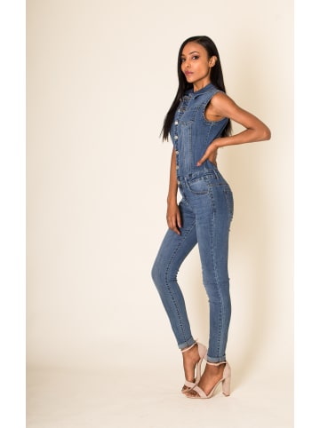 Nina Carter Jeans Overall Jumpsuit Hosenanzug Einteiler in Blau