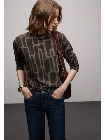 Street One Print Shirt mit Tunnelzug in Braun