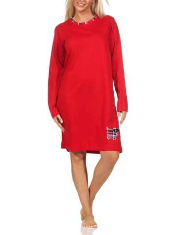 NORMANN Langarm Nachthemd Tiermotiv - 87578 in rot