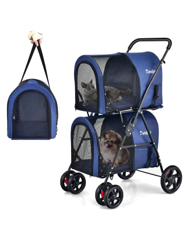 COSTWAY 2 Etagen Hundewagen in Blau