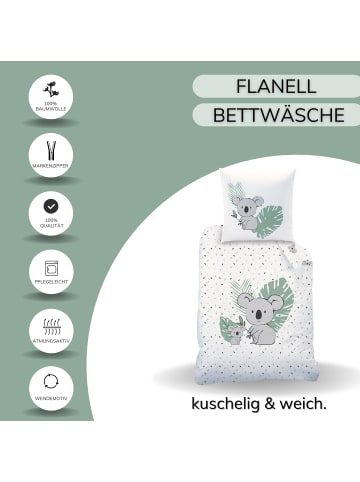 Matt & Rose Bettwäsche-Set Biber/Flanell "Koala" in Weiß