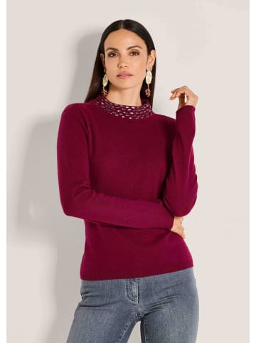 MADELEINE Eleganter Wollpullover mit Stehkragen in brombeere