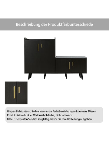 ABRIHOME Schuhschrank mit Sitzbank in Schwarz, 120*34*82cm