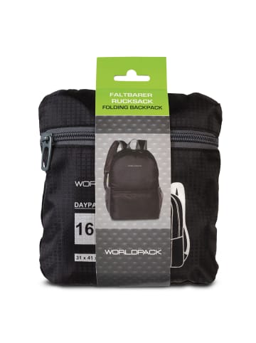 Worldpack Faltbarer Rucksack 41 cm in schwarz