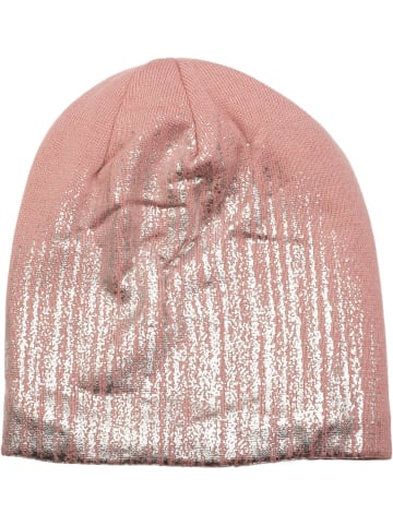 styleBREAKER Feinstrick Beanie Mütze in Altrose / Silber