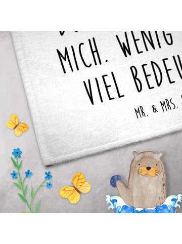 Mr. & Mrs. Panda Handtuch Pinguin Pärchen mit Spruch in Weiß