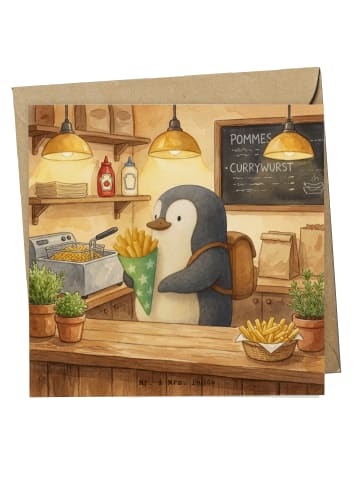 Mr. & Mrs. Panda Klappkarte Pinguin Pommestüte Design ohne Spruch in Weiß