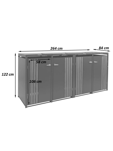 MCW 4er-Mülltonnenverkleidung O67, Anthrazit Holzoptik hell