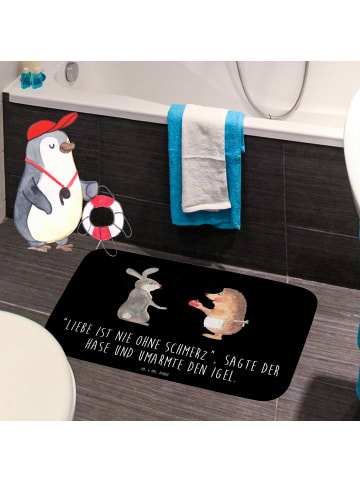 Mr. & Mrs. Panda Badematte Hase Igel mit Spruch in Schwarz