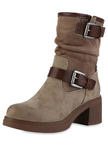 VAN HILL Biker Boots Amanda in Khaki