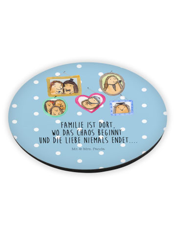 Mr. & Mrs. Panda Rund Magnet Igel Familie mit Spruch in Blau Pastell