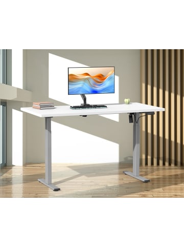 VCM  Schreibtisch Lona elektrisch verstellbar 140 x 50 in Silber / Weiß