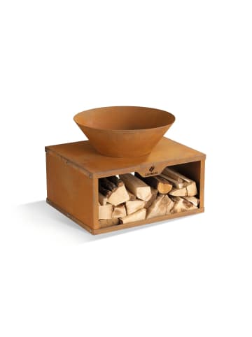 Landmann Feuerschale mit Holzlager 60x50x54cm braun Braun