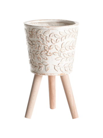 Beliani Outdoor Blumentopf ALIARTOS in Weiß/Beige - (W) 26 x (H) 43 x (L) 26 cm
