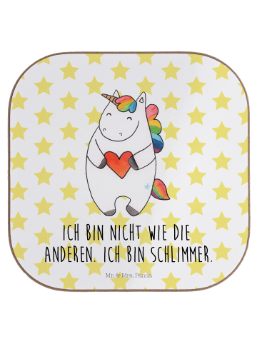 Mr. & Mrs. Panda Flaschenuntersetzer Einhorn Herz mit Spruch in Weiß