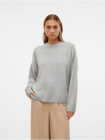 Vero Moda Strickpullover loose fit Rundhals tiefe Schultern in Grau-2