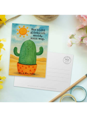 Mr. & Mrs. Panda Postkarte Kaktus Sonne Design mit Spruch in Weiß