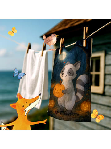 Mr. & Mrs. Panda Handtuch Waschbär Kürbis Design ohne Spruch in Weiß