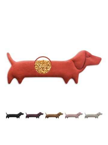 Leschi Wärmekissen 100 % Bio-Baumwolle, Körnerkissen "Hund Winston" in kaminrot