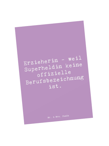 Mr. & Mrs. Panda Motivkarte Spruch Erzieherin Superheldin mit Sp... in Lavendeltraum