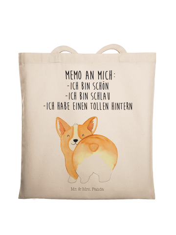 Mr. & Mrs. Panda Tragetasche Corgi Po mit Spruch in Creme