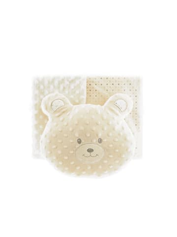 Almina Babydecken-Set mit Bärenkissen Zweilagige Babydecke aus Polyester in Beige