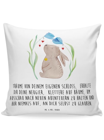 Mr. & Mrs. Panda wohnzimmer kissen Hase Blume mit Spruch in Weiß