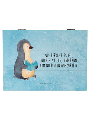 Mr. & Mrs. Panda Schatulle Pinguin Buch mit Spruch in Eisblau