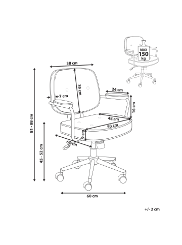 Beliani Bürostuhl PARAMUS in Beige - (W) 60 x (H) 81 x (L) 65 cm