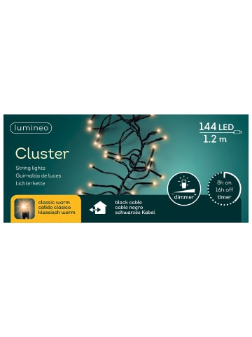 LUMINEO Lichterkette Cluster 144 LED 1,2 m in klassisch warm