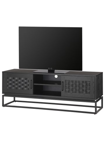home24 home24 TV-Lowboard (150 cm) aus Pappel-Echtholzfurnier in Schwarz in Pappel Schwarz