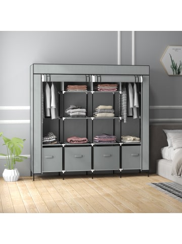 HOMCOM Stoffschrank-166L x 42,5B x 169,5Hcm-Dunkelgrau
