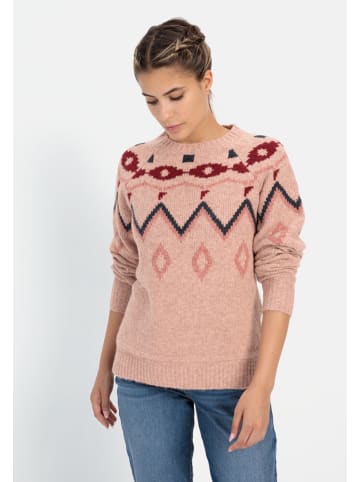Camel Active Strickpullover mit Norwegermuster in Pink-Rot