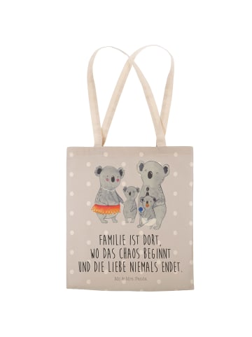 Mr. & Mrs. Panda Schultertasche Koala Familie mit Spruch in Grau Pastell