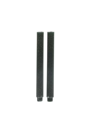 Chic Antique Stabkerze mit Rillen und Glitzer 2er-Set in oliven