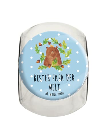 Mr. & Mrs. Panda Bonbonglas Bär König mit Spruch in Blau Pastell