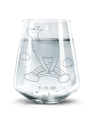 Mr. & Mrs. Panda Trinkglas Lama Regenbogen ohne Spruch in Transparent