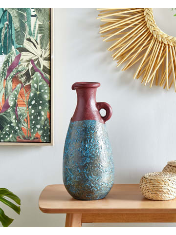 Beliani Dekovase VELIA in Blau/Braun - (W) 23 x (H) 40 x (L) 23 cm